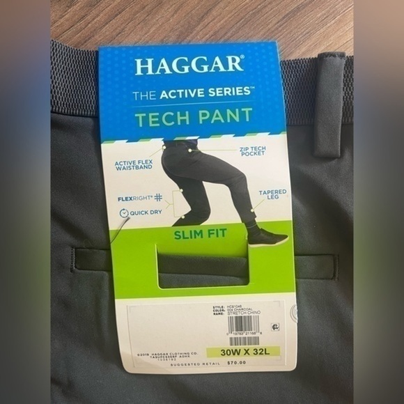 NWT Haggar Men's The Active Series Slim Fit Flat Front Pant 30W x 32L - Picture 13 of 13